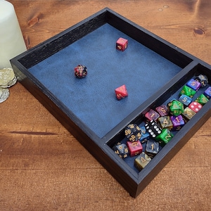 Oak Wooden Dice Tray with Storage Area (Dungeons and Dragons, Custom Dice Box Gift for Dungeon Master)