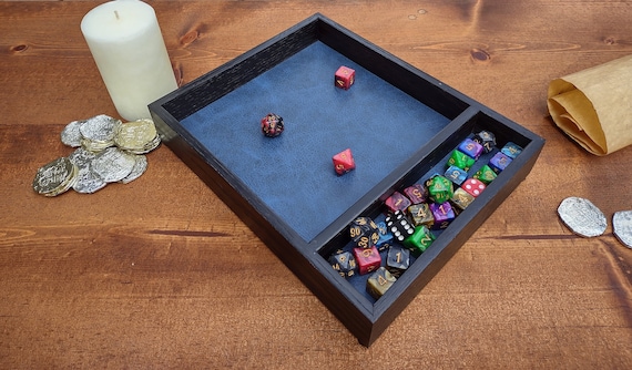 Oak Wooden Dice Tray with Storage Area (Dungeons and Dragons, Custom Dice Box Gift for Dungeon Master, Warhammer 40K)