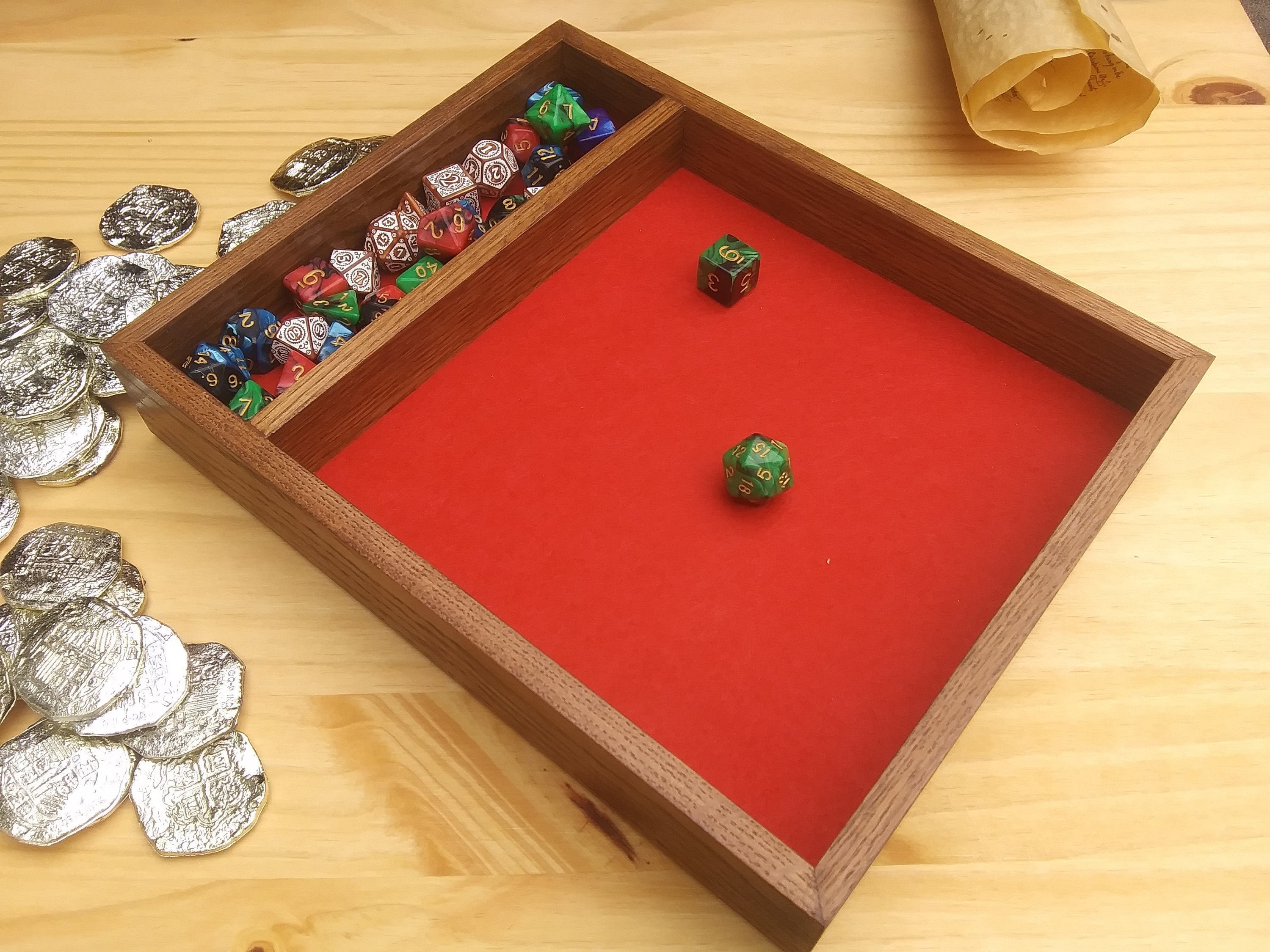 Oak Wood Dice Tray With Faux Leather Rolling Surface board Etsy