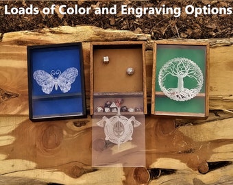 Wood Dice Tray Oak with Storage Lid (Custom Engraving for dnd, dm, gm, rpg)