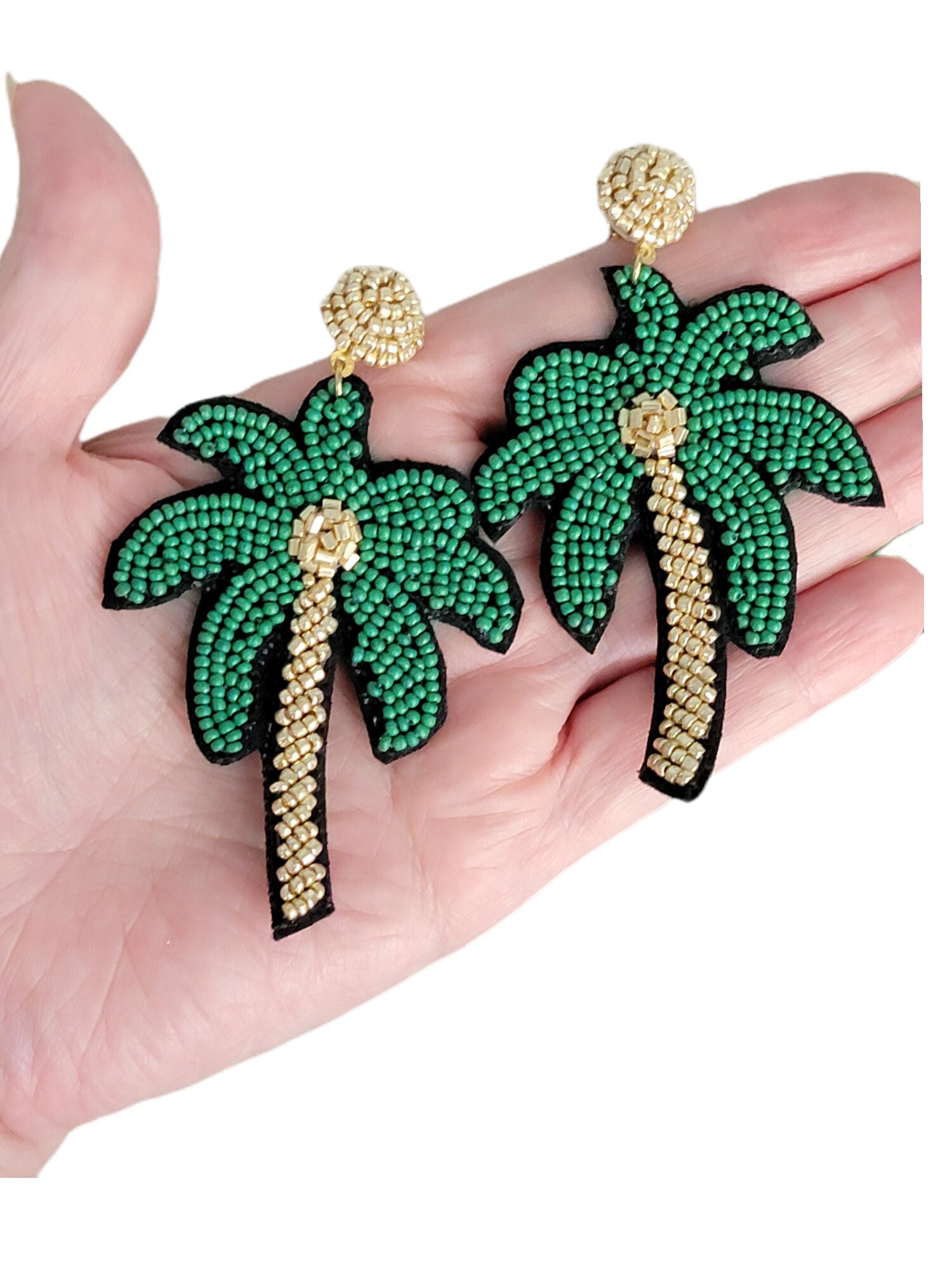 Palm Tree/coconut Tree Beaded Earrings Etsy
