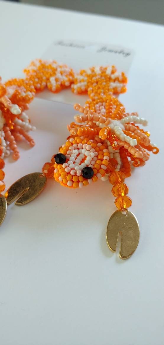 Handmade Beaded Lobster Earrings Etsy