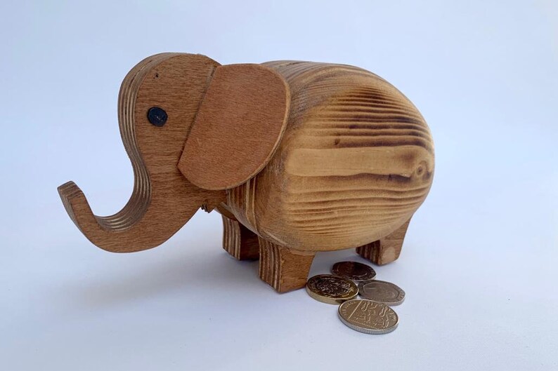 Handcrafted Wooden Elephant Money Box Etsy