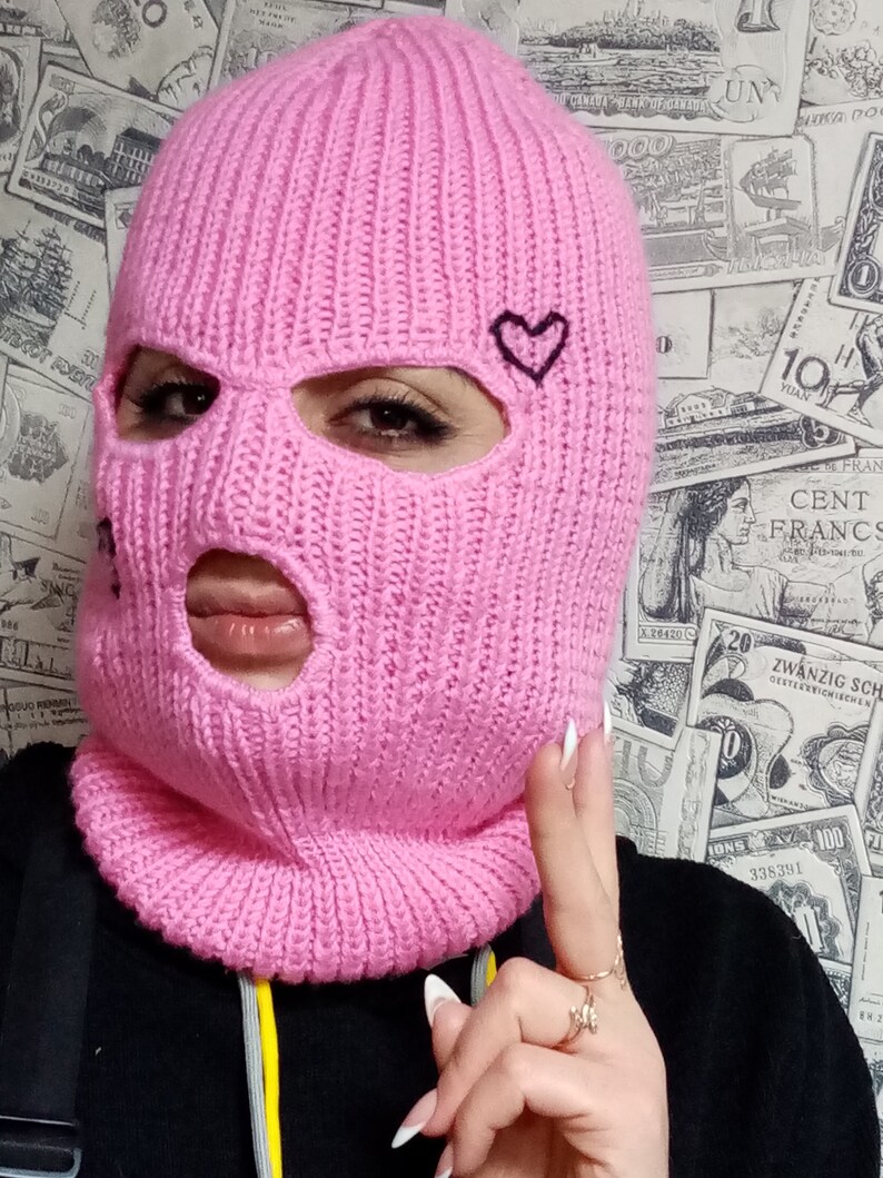 Pink Balaclavabalaclava With Eyeswarm Balaclavaknitted Etsy