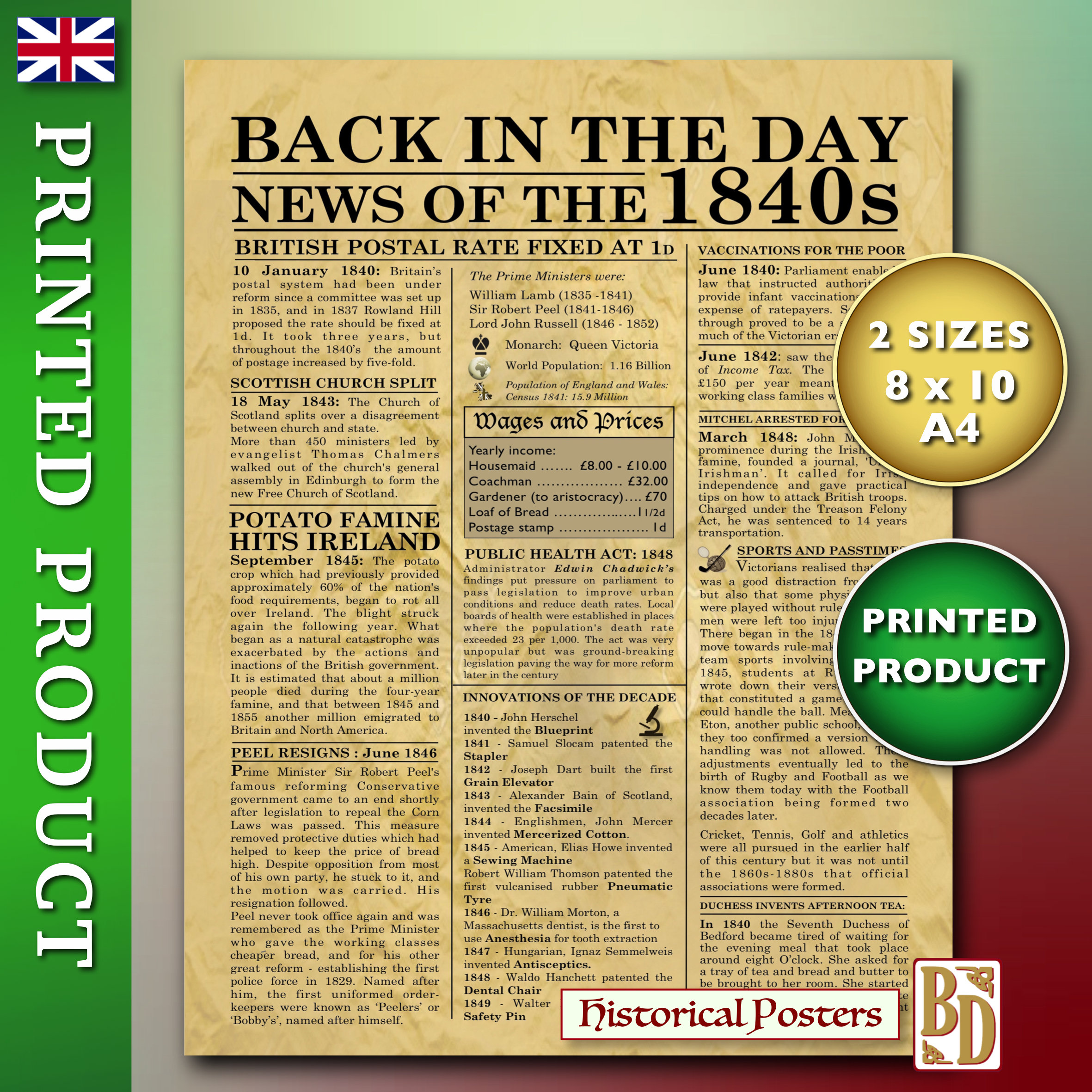 Victorian Style Newspaper Historical News 1840s in Britain - Etsy