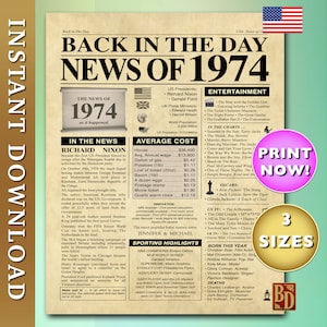 1974, Celebration News Poster, terug in de tijd van 1974. Amerikaanse versie