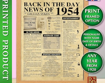 ADD Printing to a year you were born already purchased Digital, Personalised Newspaper
