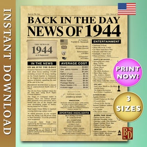 1944, Celebration News Poster, terug in de tijd van 1944. Amerikaanse versie