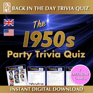 1950er Jahre Printable, Quiz Quiz Bundle, Sofort Download, Party Geschenk,