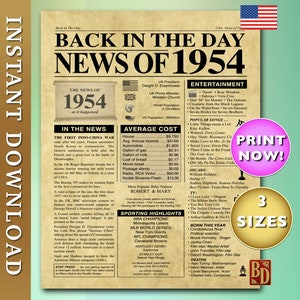 1954, Feier-Nachrichten-Poster, damals 1954. US Version