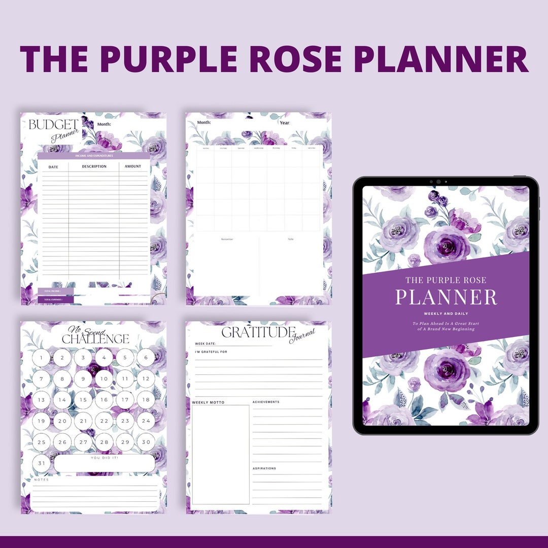 The Purple Rose Planner | Printable Planner | Personal Planner Bundle ...