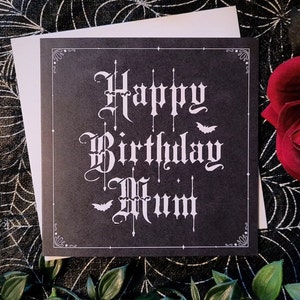 Gothic Mum Birthday Card Black Spooky Halloween