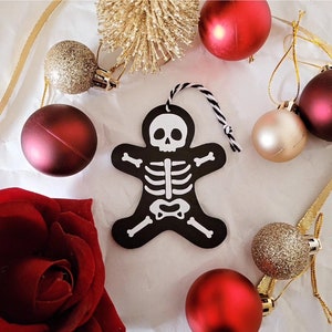 Gingerbread Man Skeleton Hanging Christmas Tree Decoration Wooden Gothic