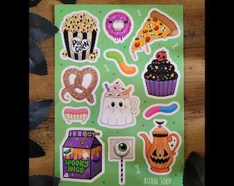 A5 Spooky Food Sticker Sheet Gothic Alternative Goth Halloween Stationery