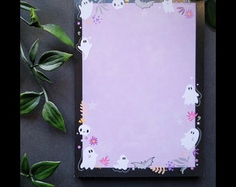 A6 Gothic Notepad Spooky Ghosts Black Purple Halloween Stationery Pastel Goth