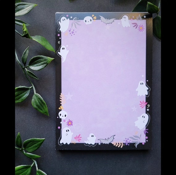 A6 Gothic Notepad Spooky Ghosts Black Purple Halloween Stationery Pastel Goth