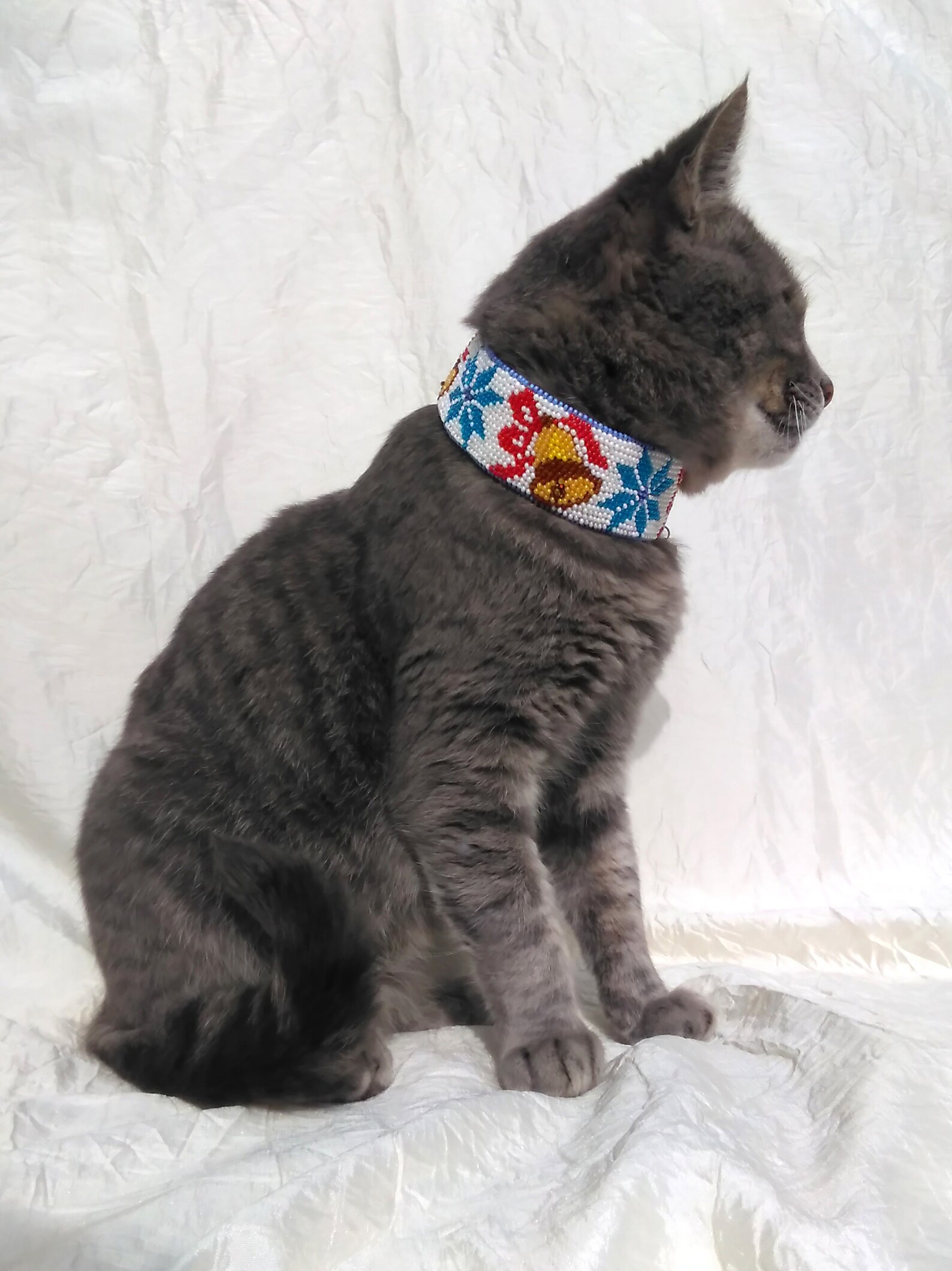 Christmas cat collar Jingle bells collar Beaded cat collar Etsy