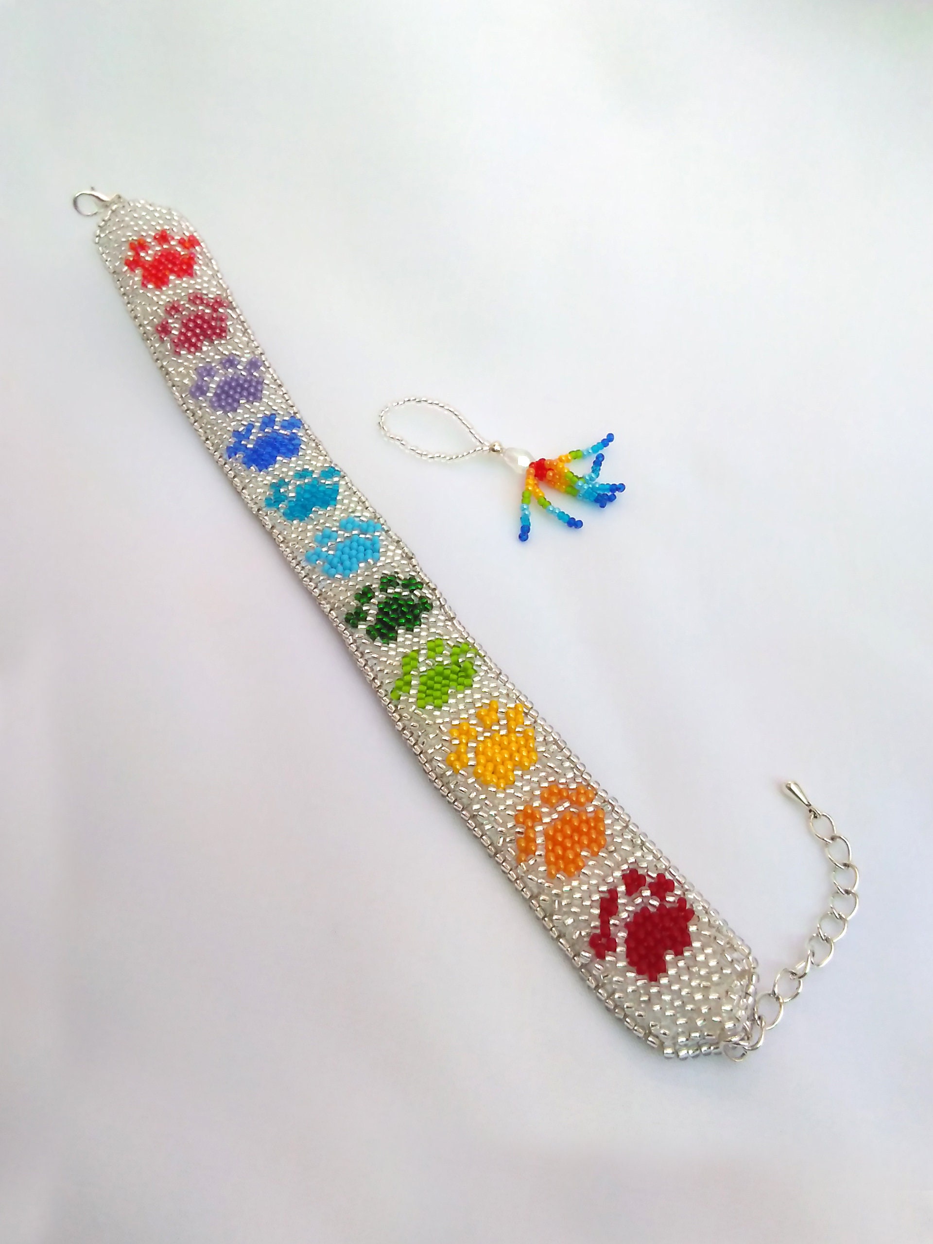 Beaded cat collar Cat accessory Rainbow collar Etsy