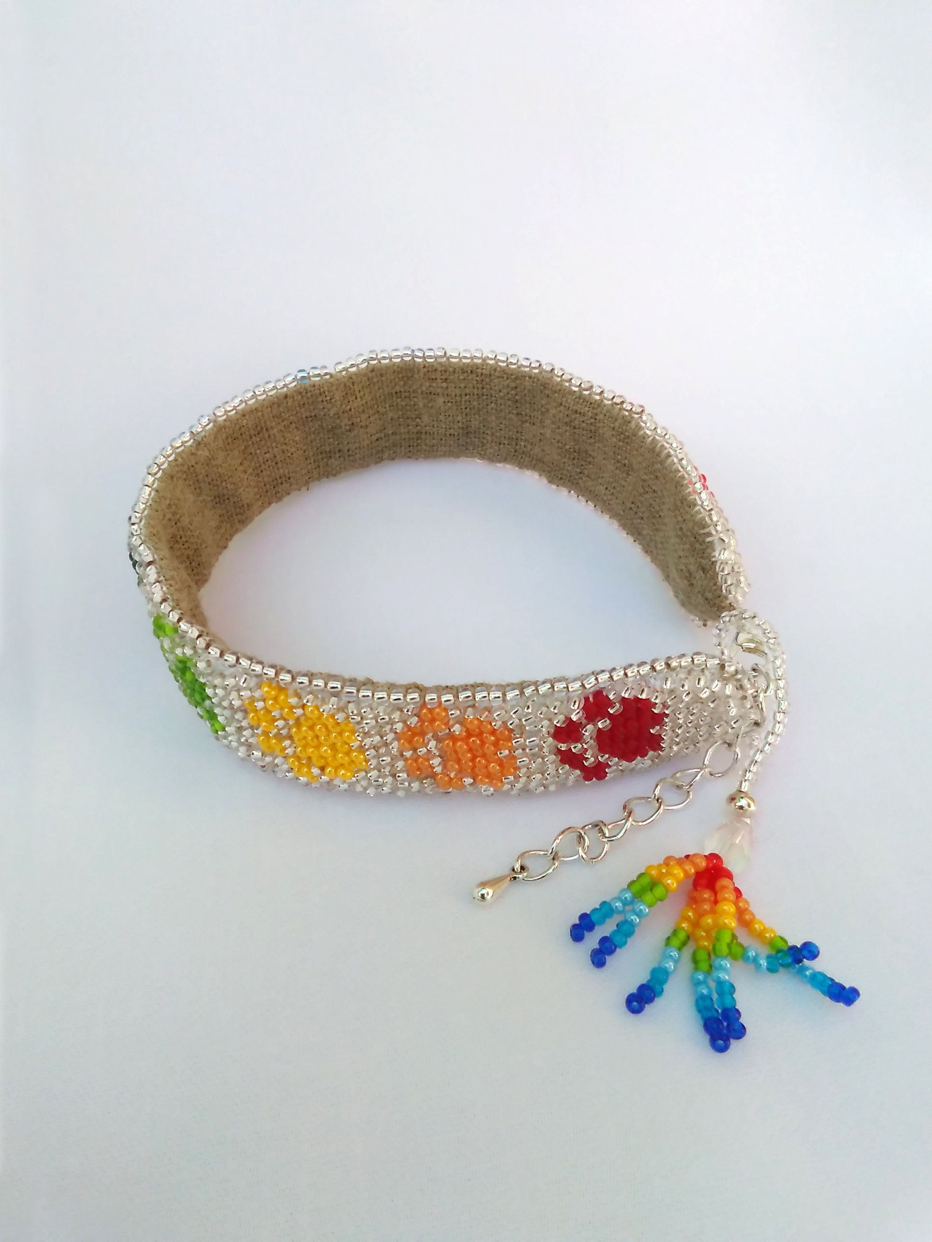 Beaded cat collar Cat accessory Rainbow collar Etsy