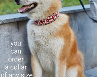 Large Red and Black  Ukraine Dog Collar, Japanes Akita, Malinua, Leonberger, Bully, Shibainu, Boxer Dog, German Shepherd, Labrador, Malamut
