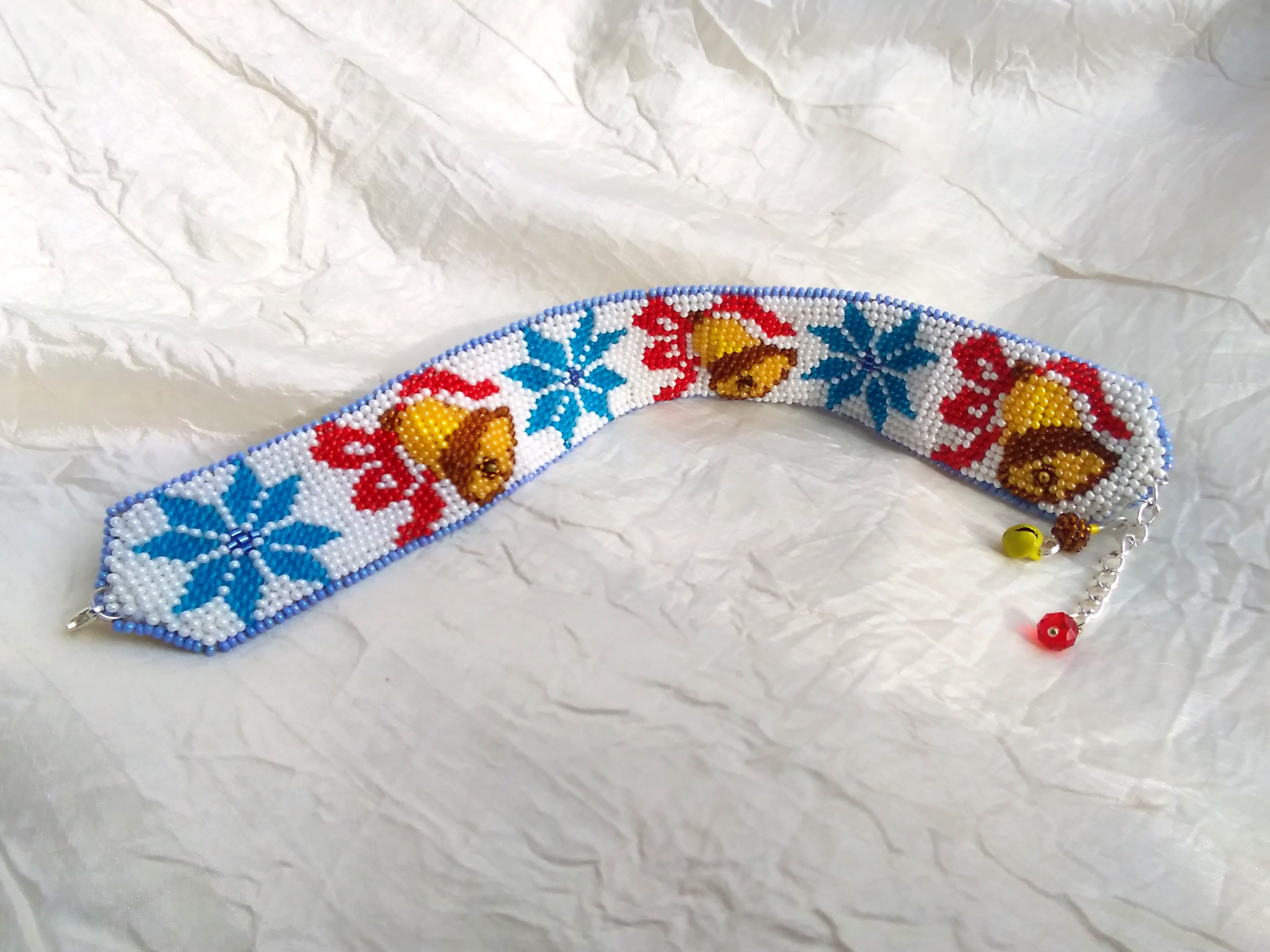 Christmas cat collar Jingle bells collar Beaded cat collar Etsy