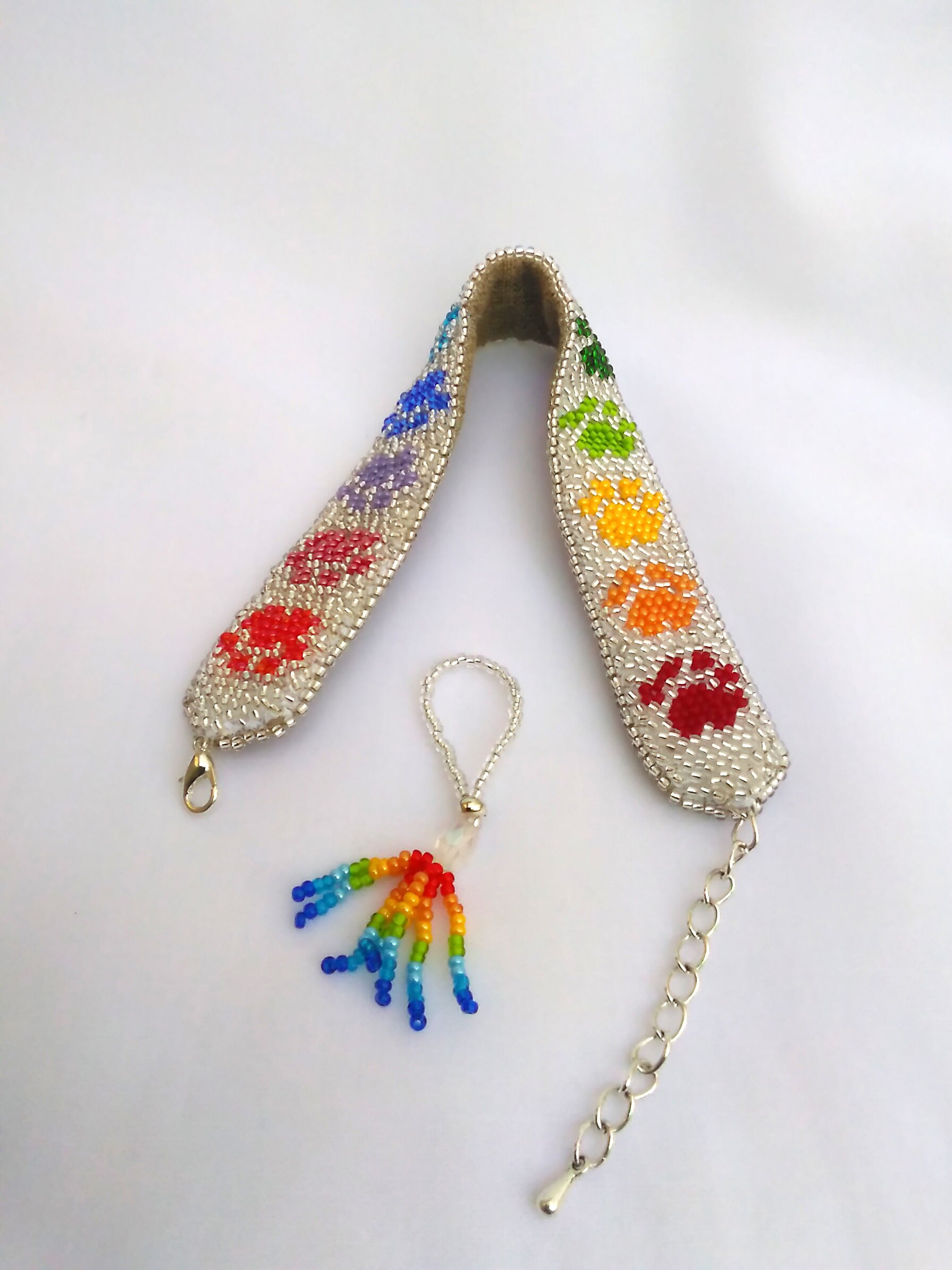 Beaded cat collar Cat accessory Rainbow collar Etsy