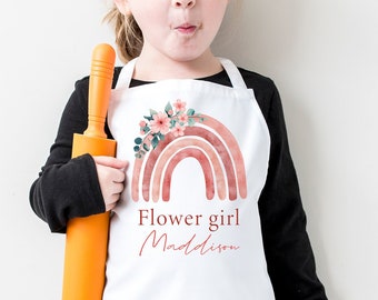 Flower girl apron, Flowergirl Apron, Personalised apron, Wedding gift, Bridesmaid, Wedding aprons, Cooking Apron, Bride Gift, Gift for bride