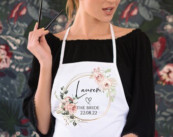 Wedding Apron, Bride Apron, Personalised apron, Wedding gift, Cooking Apron, Bride Gift, Gift for bride, Bridesmaid Apron, Flower Girl Apron