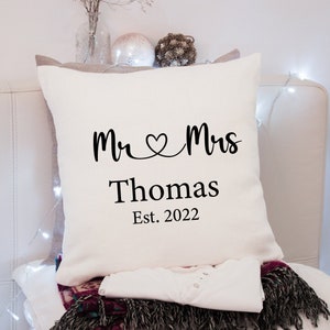 Mr and Mrs Cushion, Wedding gift for couple, Personalised Wedding Cushion, personalised wedding gift, Anniversary gift, Anniversary present