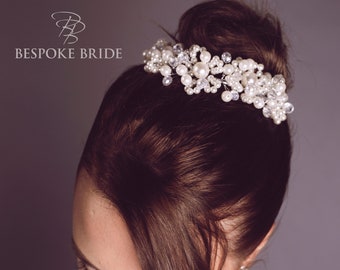 Handmade | Pearl Hair Piece | Bridal Wedding | Pearl Bridal Head piece | Prom Wedding Head Piece | Hair Vine Wedding hair accessory