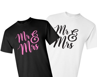Mr and Mrs Shirt, Custom Mr and Mrs Shirts, Honeymoon Shirts, Bride and Groom Shirt, Couples shirt, chemises personnalisées, Saint-Valentin