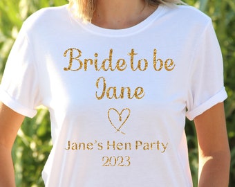 Personalised Hen Party T-shirts, Bride to be Top, Team Bride, Bridesmaid, Custom Hen Do Shirts, Personalised hen t-shirts UK, Bulk