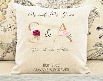 Wedding gift, Wedding Anniversary present, Personalised husband and wife pillow, Couple gifts, Personalised Wedding Cushion, personalised UK