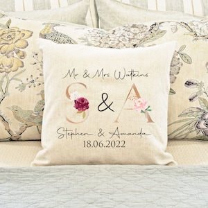 husband and wife pillow, Wedding gift for couple, Personalised Wedding Cushion, personalised wedding gift, Anniversary gift