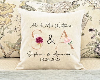 husband and wife pillow, Wedding gift for couple, Personalised Wedding Cushion, personalised wedding gift, Anniversary gift