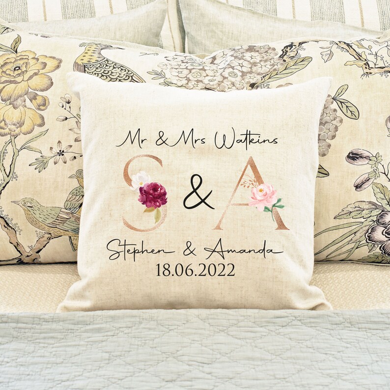 husband and wife pillow Wedding gift for couple Personalised image 1