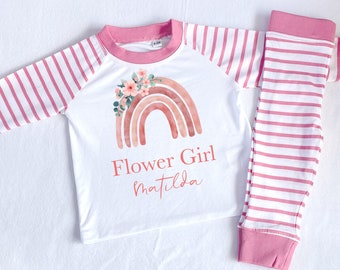 Flower Girl Pyjamas for kids, Flower Girl pjs, Flower girl gift, Personalised Pyjamas, Bridesmaid Pyjamas, Flowergirl Pyjamas.