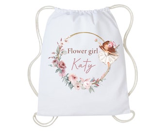 Flower girl gift bag, Flowergirl gift, Personalised wedding day gift bag for your Flower Girl, wedding day thank you favour gift bag