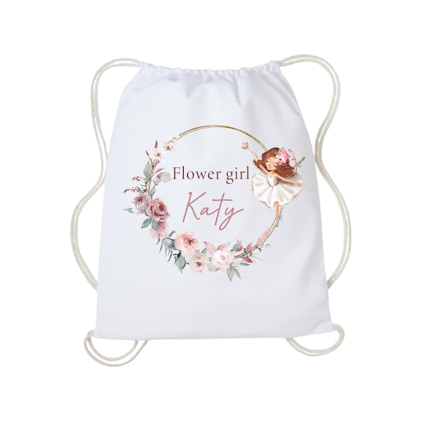 Flower girl gift bag, Flowergirl gift, Personalised wedding day gift bag for your Flower Girl, wedding day thank you favour gift bag