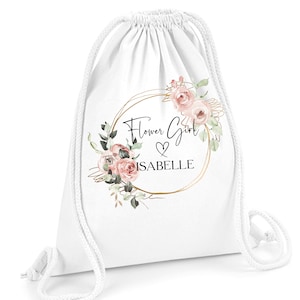 Flower girl gift bag, Personalised wedding day gift bag for your Flower Girl, wedding day thank you favour gift bag. Flower girl bag UK