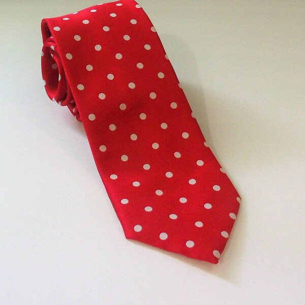 Vintage Novelty Necktie, Red Polka Dot Necktie. Stacy Adams Necktie, Vintage Necktie, Red And White Polka Dot Graphic Tie, (See Description)