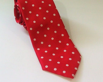 Vintage Novelty Necktie, Red Polka Dot Necktie. Stacy Adams Necktie, Vintage Necktie, Red And White Polka Dot Graphic Tie, (See Description)