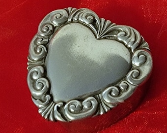 1988 Seagull Pewter Trinket Box, Pewter Heart Trinket Box,  Heart Shaped Trinket Box, Small Vintage Trinket Box with Lid, (See Description)