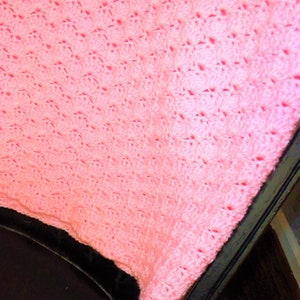 Vintage Crochet Baby Blanket, Pink Baby Blanket, Hand Made Baby Blanket, Hand Crocheted Baby Blanket, Girl Baby Blanket, (See Description)