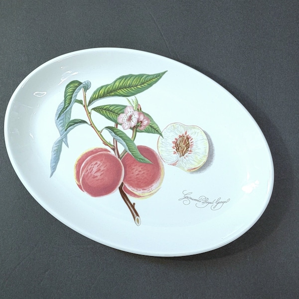 1982 Pomona Portmeirion Stoneware Serving Plate, Grimwood and Royal George Plate, Small Vintage Oval Peach Pattern Plate, *See Description