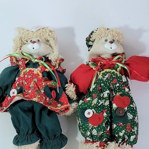 1990s Fabric and Ceramic House of Lloyd Christmas Bunnies, 2 Christmas Around the World Hip Hop Bunnies, Vintage Christmas, *See Description