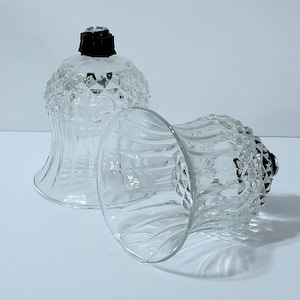 Set of 2 Homco Diamond Pattern Cathedral Clear Glass Peg Converter Votive Candle Holder Cups, Vintage Peg Votive Candle Cups *Description
