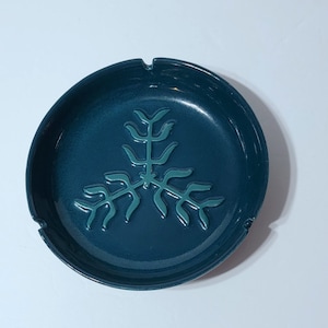 Mid-century Ashtray, Aqua Blue Ashtray, Leaf Pattern Ceramic Ashtray, Vintage Ashtray, Vintage Tobacciano,  Mid-century Home, *Description