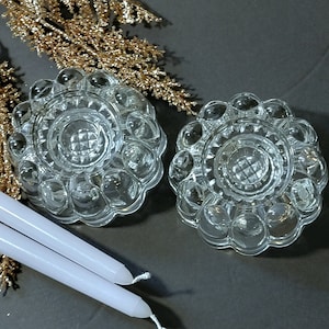 Vintage Princess House Candle Holders, 2 Princess House #438 Candle Holders, Vintage Crystal Candlestick Holders, (See Description)