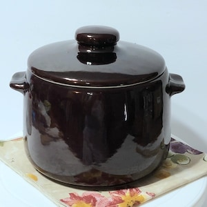 Vintage 1950s West Bend Bean Pot: Brown Glazed Stoneware Crock, *Description Below